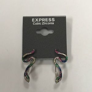 Colorful, pave set snake earrings